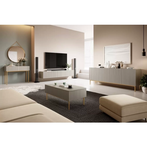 Komoda Nicole 200 cm z metalowymi nogami - antyczny róż / czarne nóżki - Limitowana oferta